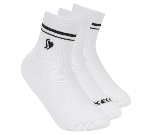 Skechers 3 Pack Girls' Low Crew Ribbed Socks